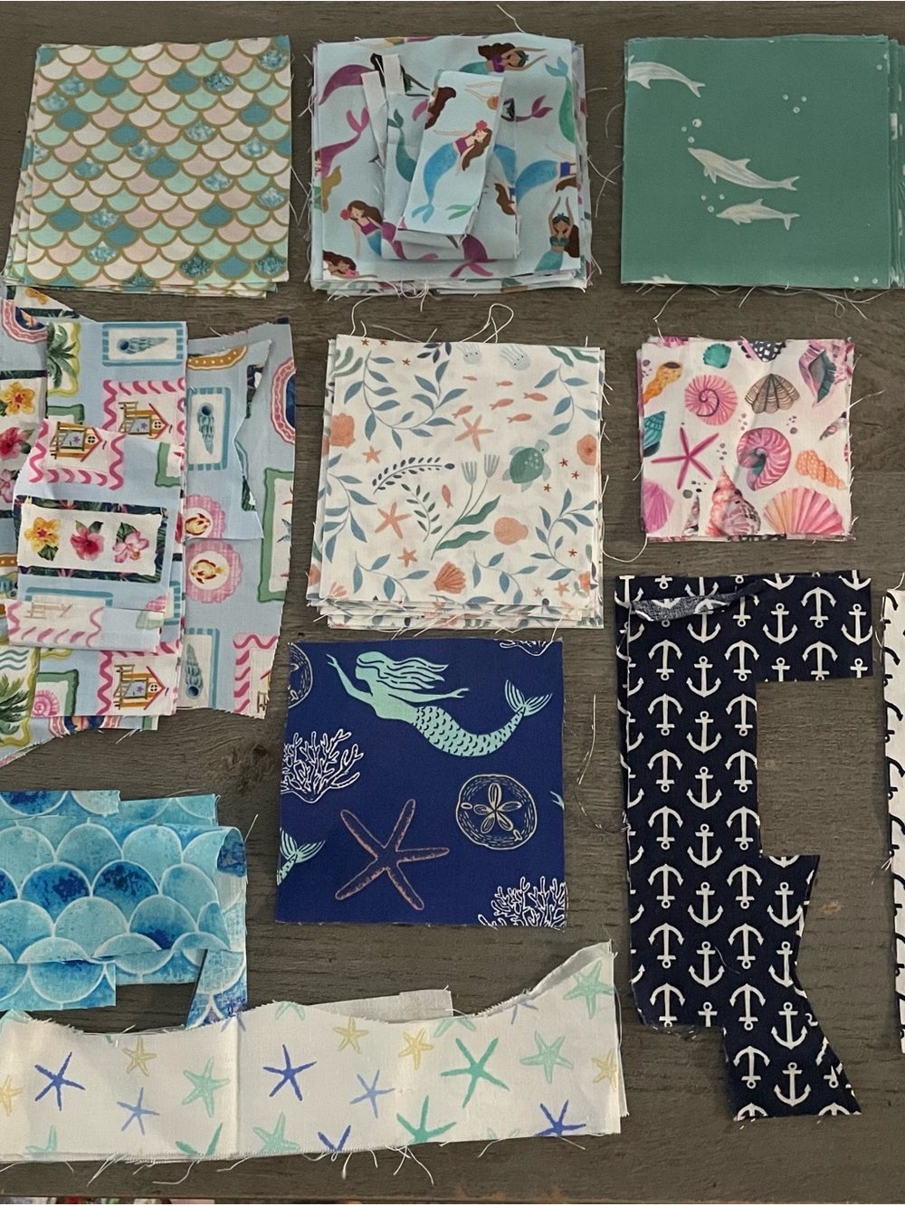 Mermaid & Nautical Scrap Fabric Bundle